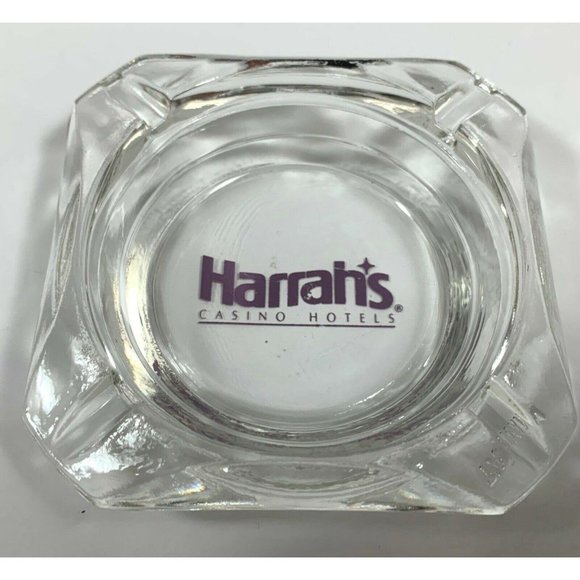 Harrahs Ashtray Hotel and Casino Souvenir Set Reno Lake Tahoe Orange Clear Glass - Picture 3 of 10